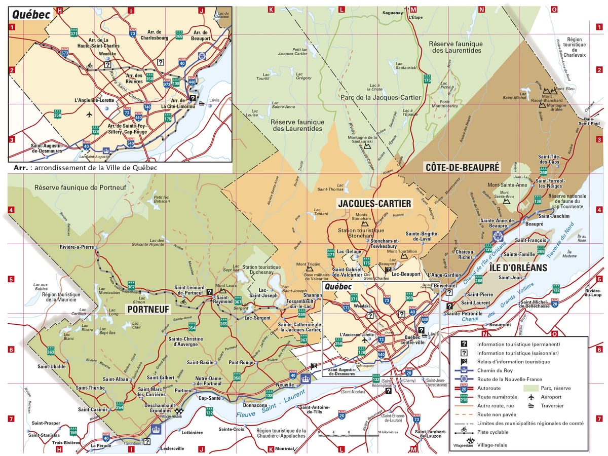 Kaart van het centrum van Quebec