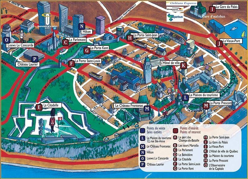 Quebec attracties kaart