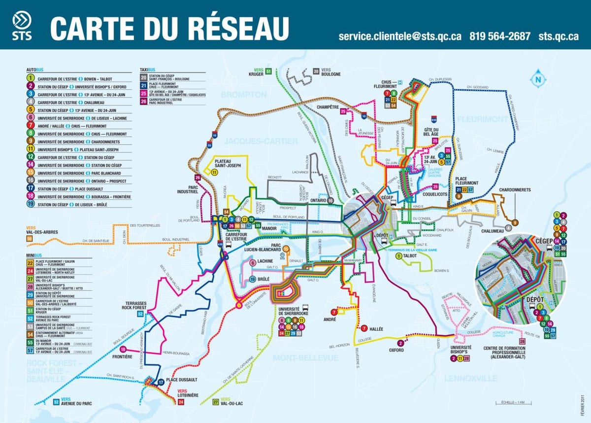 Quebec City bus routes kaart