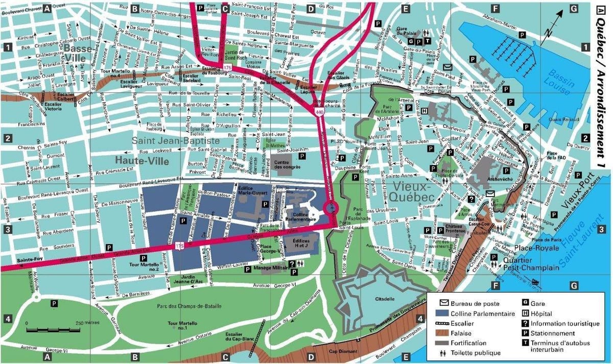 Quebec City wijken kaart
