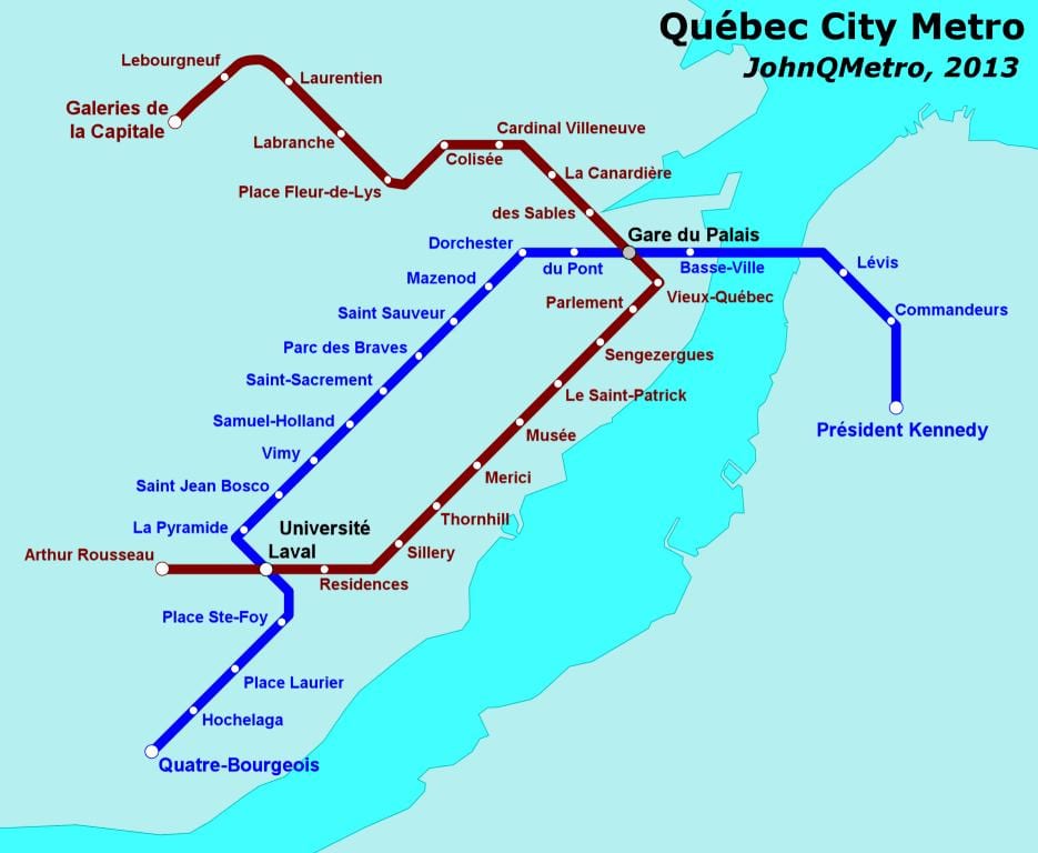 Quebec City subway kaart